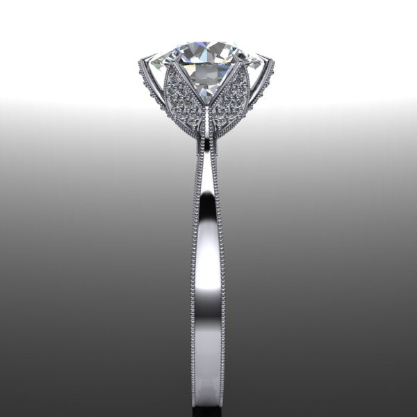 Rectangular Rose Cut Diamond Engagement Ring with Grey Baguette Diamon –  ARTEMER